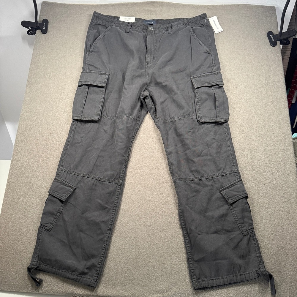 Aeropostale Baggy Cargo Pants Mens XXL Dark Grey Cotton Utility 129486